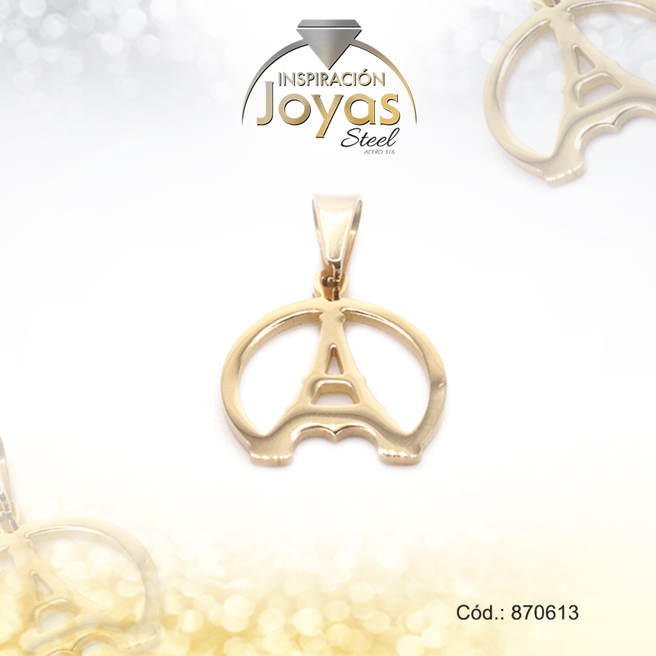870613 Dije de Acero Variado Dorado Torre Eifel - 870613 - Imagen 1
