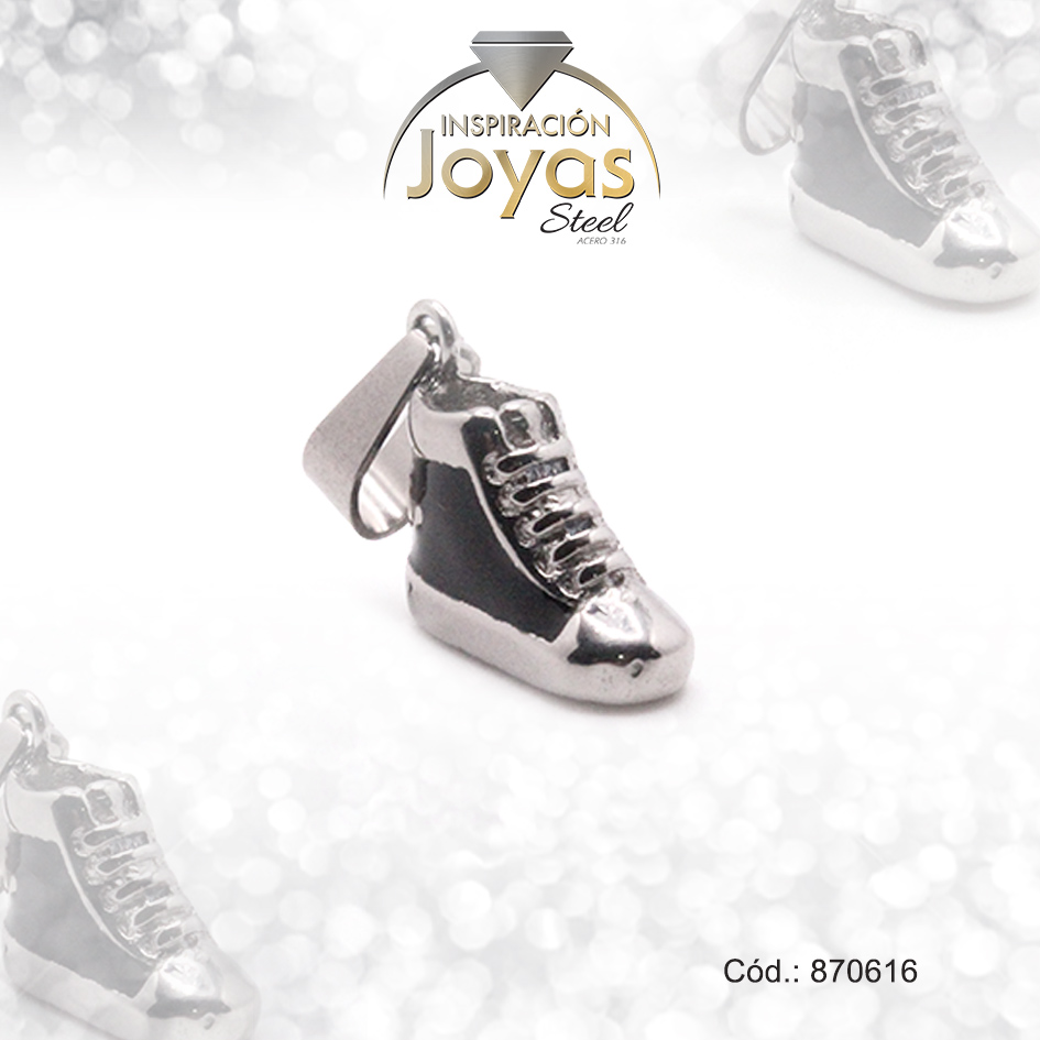 870616 Dije de Acero Aleación Esmalte Plateado Zapato - 870616 - Imagen 1