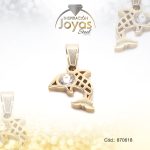 Dije de Acero Aleación Circón Dorado Delfín - 870618