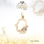 Dije de Acero Aleación Circón Dorado Mano de Fátima - 870624