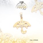 Dije de Acero Aleación Circón Dorado Paraguas - 870626