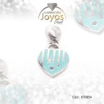 Dije de Acero Variado Esmalte Pandora Plateado Verde Corazón - 870654