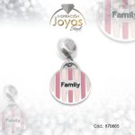 Dije de Acero Variado Esmalte Pandora Plateado Fucsia Círculo - 870665