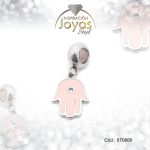 Dije de Acero Variado Esmalte Pandora Plateado Rosado Mano de Fátima - 870666
