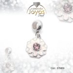 Dije de Acero Variado Circón Pandora Plateado Rosado Flor - 870669