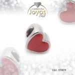 Dije de Acero Variado Esmalte Pandora Plateado Rojo Corazón - 870676