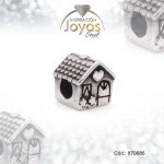 Dije de Acero Variado Esmalte Pandora Plateado Negro Casa - 870686