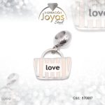 Dije de Acero Variado Esmalte Pandora Plateado Rosado Love - 870687