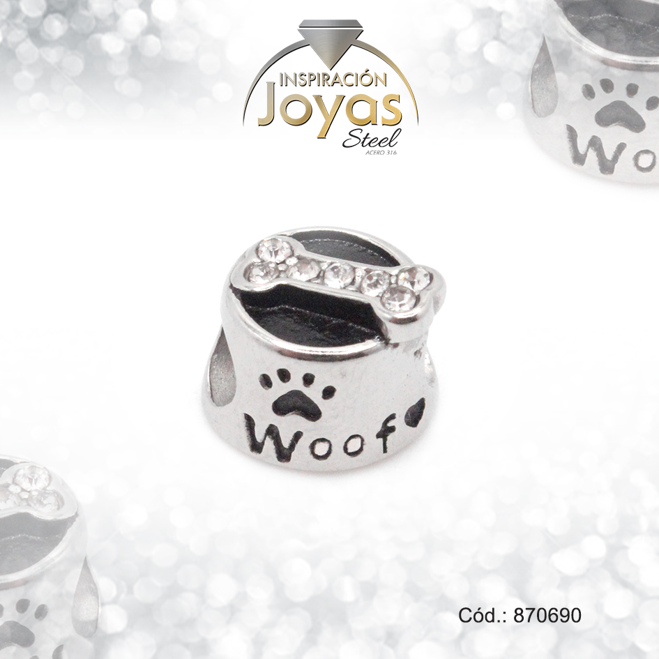 870690 Dije de Acero Variado Circón Pandora Plateado Comida de Perro - 870690 - Imagen 1