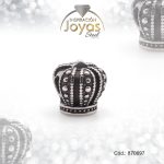 Dije de Acero Variado Esmalte Pandora Plateado Negro Corona - 870697