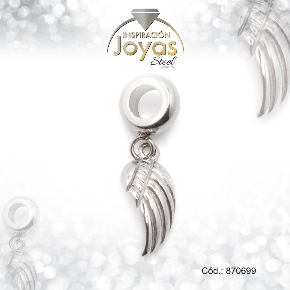 870699 Dije de Acero Variado Pandora Plateado Alas - 870699 - Imagen 1