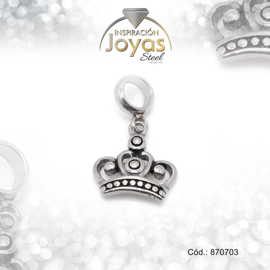 870703 Dije de Acero Variado Pandora Plateado Corona - 870703 - Imagen 1