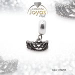 Dije de Acero Variado Esmalte Pandora Plateado Negro Corona - 870705