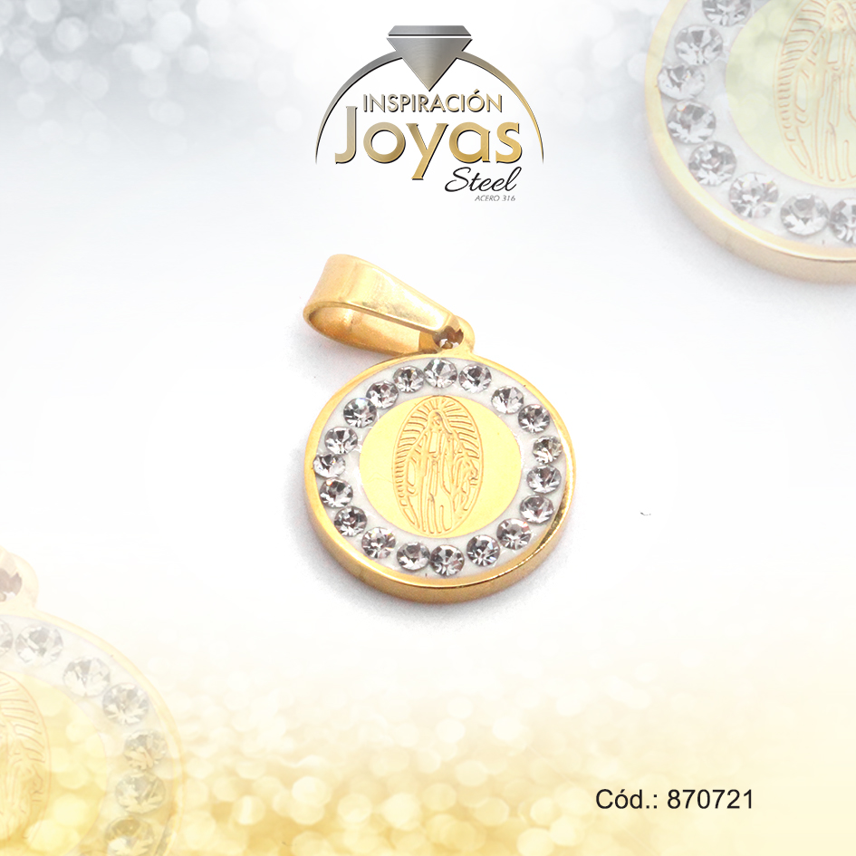 870721 Dije de Acero Religioso Circón 2 Tonos Virgen La Milagrosa - 870721 - Imagen 1