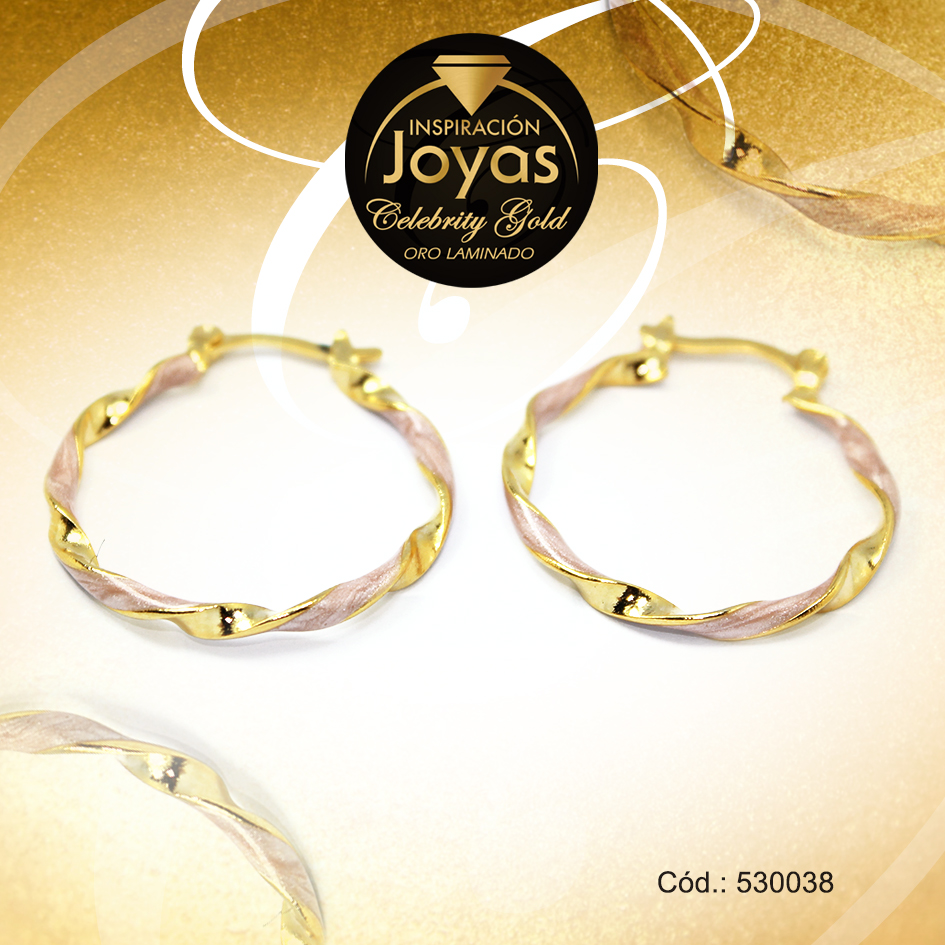 Argolla Celebrity Gold Tono Dorado Aleación Esmalte Trancadero: Pasador V D: 2,5 cm A: 0,3 cm Entorchada Rosado - 530038 Argolla Celebrity Gold Tono Dorado Aleación Esmalte Trancadero: Pasador V D: 2,5 cm A: 0,3 cm Entorchada Rosado - 530038 - Imagen 1