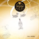 Conjunto Celebrity Gold Dama Zarcillo + Dije Plateado Pez  - 540089