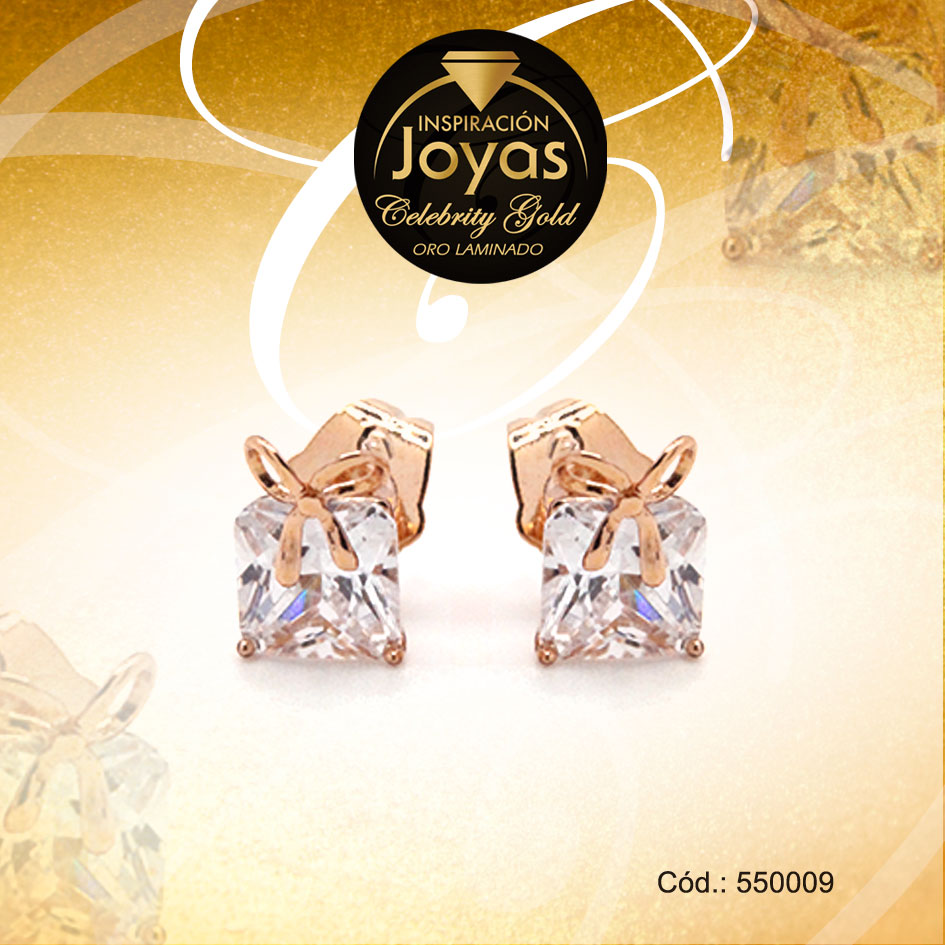 Zarcillo Celebrity Gold Tono Dorado Aleación Circón Trancadero: Mariposa A: 0,9 cm L: 0,4 cm Cuadrado con Lazo - 550009 Zarcillo Celebrity Gold Tono Dorado Aleación Circón Trancadero: Mariposa A: 0,9 cm L: 0,4 cm Cuadrado con Lazo - 550009 - Imagen 1