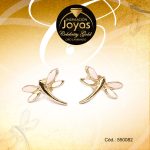 Zarcillo Celebrity Gold Tono Dorado Aleación Esmalte Trancadero: Mariposa   A: 1,1 cm L: 1 cm Libélula Blanco y Rosado - 550082
