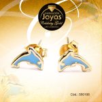 Zarcillo Celebrity Gold Tono Dorado Aleación Esmalte Trancadero: Mariposa   A: 0,8 cm L: 0,8 cm Delfín Azul - 550106