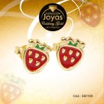 Zarcillo Celebrity Gold Tono Dorado Aleación Esmalte Trancadero: Mariposa   A: 0,6 cm L: 0,6 cm Fresa Rojo - 550109