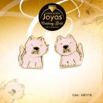 Zarcillo Celebrity Gold Tono Dorado Aleación Esmalte Trancadero: Mariposa   A: 0,7 cm L: 0,7 cm Gato Rosado - 550116