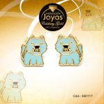 Zarcillo Celebrity Gold Tono Dorado Aleación Esmalte Trancadero: Mariposa   A: 0,7 cm L: 0,7 cm Gato Azul - 550117