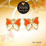 Zarcillo Celebrity Gold Tono Dorado Aleación Esmalte Trancadero: Mariposa   A: 1 cm L: 0,9 cm Mariposa Naranja y Blanco - 550128