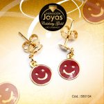 Zarcillo Celebrity Gold Tono Dorado Colgante  Trancadero: Mariposa   A: 0,7 cm L: 1,7 cm Carita Rojo - 550134