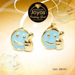 Zarcillo Celebrity Gold Tono Dorado Aleación Esmalte Trancadero: Mariposa   A: 0,8 cm L: 0,8 cm Carita Azul - 550151