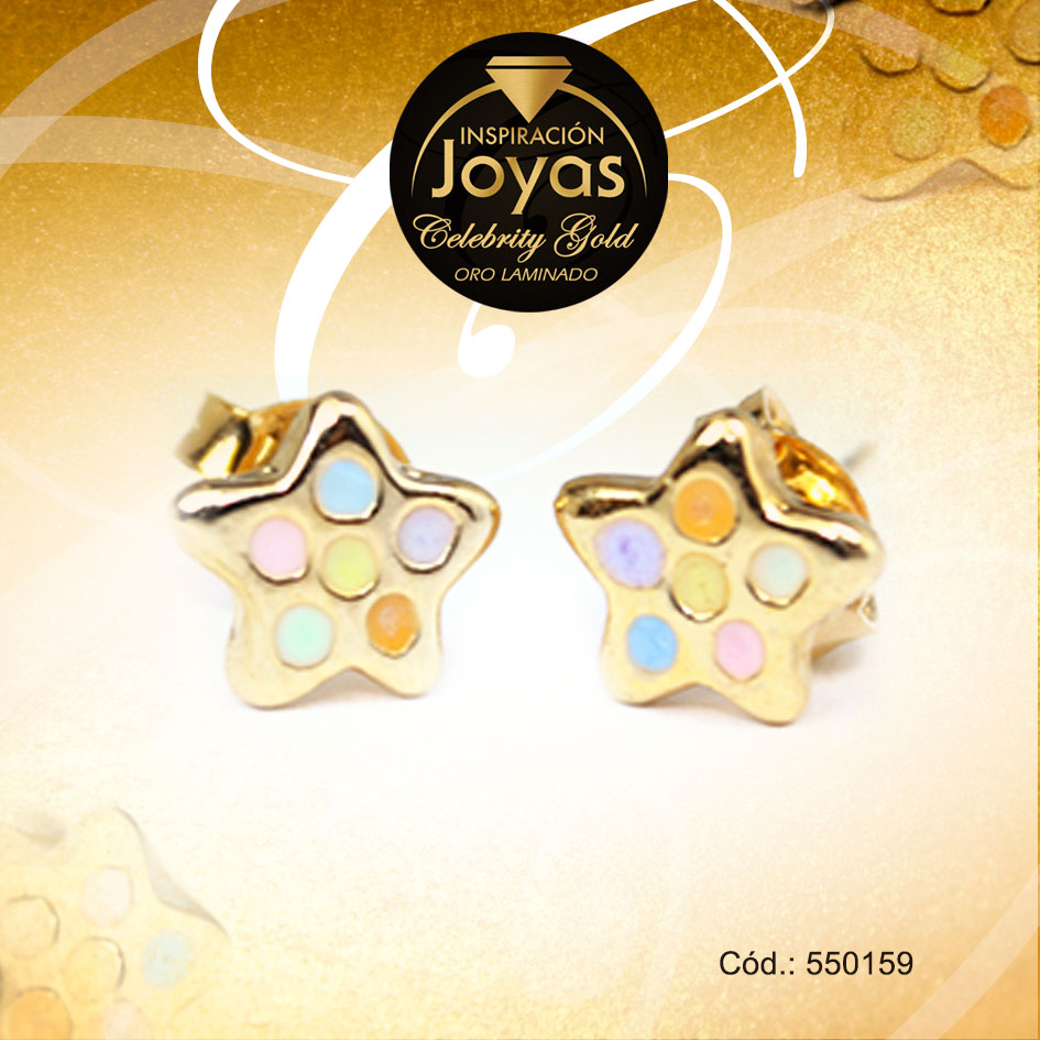 Zarcillo Celebrity Gold Tono Dorado Aleación Esmalte Trancadero: Mariposa A: 0,6 cm L: 0,6 cm Estrella Multi Color - 550159 Zarcillo Celebrity Gold Tono Dorado Aleación Esmalte Trancadero: Mariposa A: 0,6 cm L: 0,6 cm Estrella Multi Color - 550159 - Imagen 1