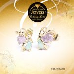 Zarcillo Celebrity Gold Tono Dorado Aleación Piedra Trancadero: Mariposa   A: 1,5 cm L: 1 cm Mariposa Lila y Azul - 550266