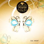 Zarcillo Celebrity Gold Tono Dorado Aleación Piedra Trancadero: Mariposa   A: 1,5 cm L: 1 cm Mariposa Turquesa y Blanco - 550267