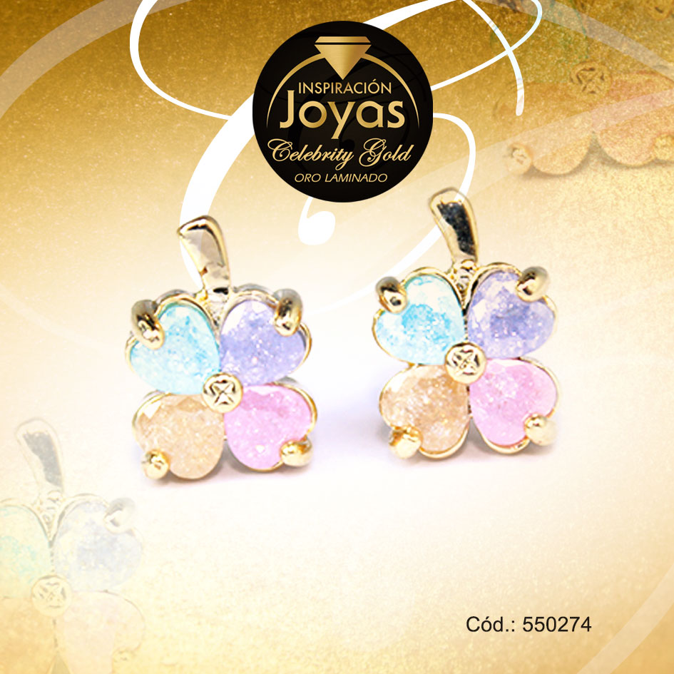 Zarcillo Celebrity Gold Tono Dorado Aleación Piedra Trancadero: Mariposa A: 1 cm L: 1 cm Trébol Multi Color - 550274 Zarcillo Celebrity Gold Tono Dorado Aleación Piedra Trancadero: Mariposa A: 1 cm L: 1 cm Trébol Multi Color - 550274 - Imagen 1