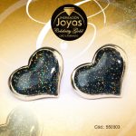 Zarcillo Celebrity Gold Tono Dorado Aleación Piedra Trancadero: Mariposa   A: 1,9 cm L: 1,5 cm Corazón Negro - 550303