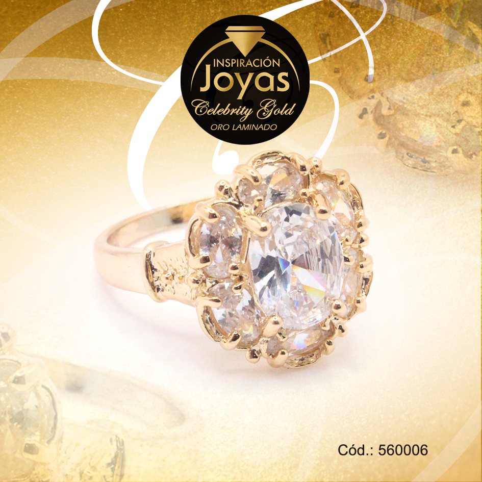 Anillo Celebrity Gold Aleación Circón Dorado Flor T: 8 - 560006 Anillo Celebrity Gold Aleación Circón Dorado Flor T: 8 - 560006 - Imagen 1