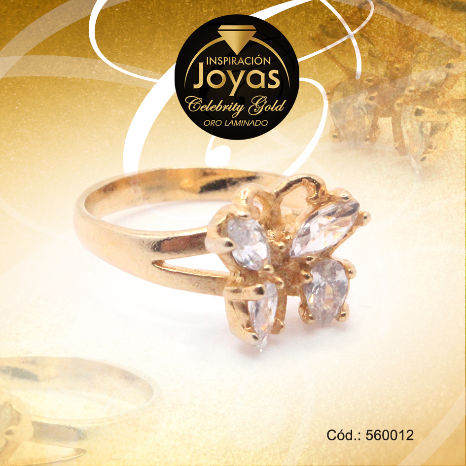 Anillo Celebrity Gold Aleación Circón Dorado Mariposa T: 9 - 560012 Anillo Celebrity Gold Aleación Circón Dorado Mariposa T: 9 - 560012 - Imagen 1