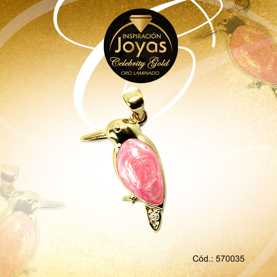 Dije Celebrity Gold Tono Dorado Aleación Esmalte Trancadero: 0 A: 1 cm L: 3 cm Pájaro Rosado - 570035 Dije Celebrity Gold Tono Dorado Aleación Esmalte Trancadero: 0 A: 1 cm L: 3 cm Pájaro Rosado - 570035 - Imagen 1