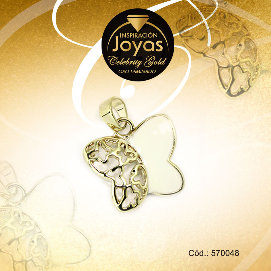 570048 Dije Celebrity Gold Tono Dorado Aleación Piedra Trancadero: 0 A: 1,5 cm L: 2 cm Mariposa Blanco - 570048 - Imagen 1