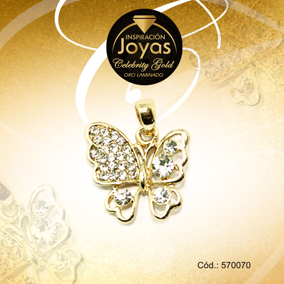 Dije Celebrity Gold Tono Dorado Aleación Circón Trancadero: 0 A: 2 cm L: 2 cm Mariposa - 570070 Dije Celebrity Gold Tono Dorado Aleación Circón Trancadero: 0 A: 2 cm L: 2 cm Mariposa - 570070 - Imagen 1