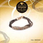 Pulsera Celebrity Gold Aleación Hilo 3 Tonos Esferas Marrón, Negro  - 58000520