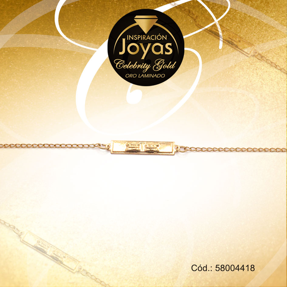 Pulsera Celebrity Gold Caballero Con Placa Dorado Rectángulo - 58004418 Pulsera Celebrity Gold Caballero Con Placa Dorado Rectángulo - 58004418 - Imagen 1