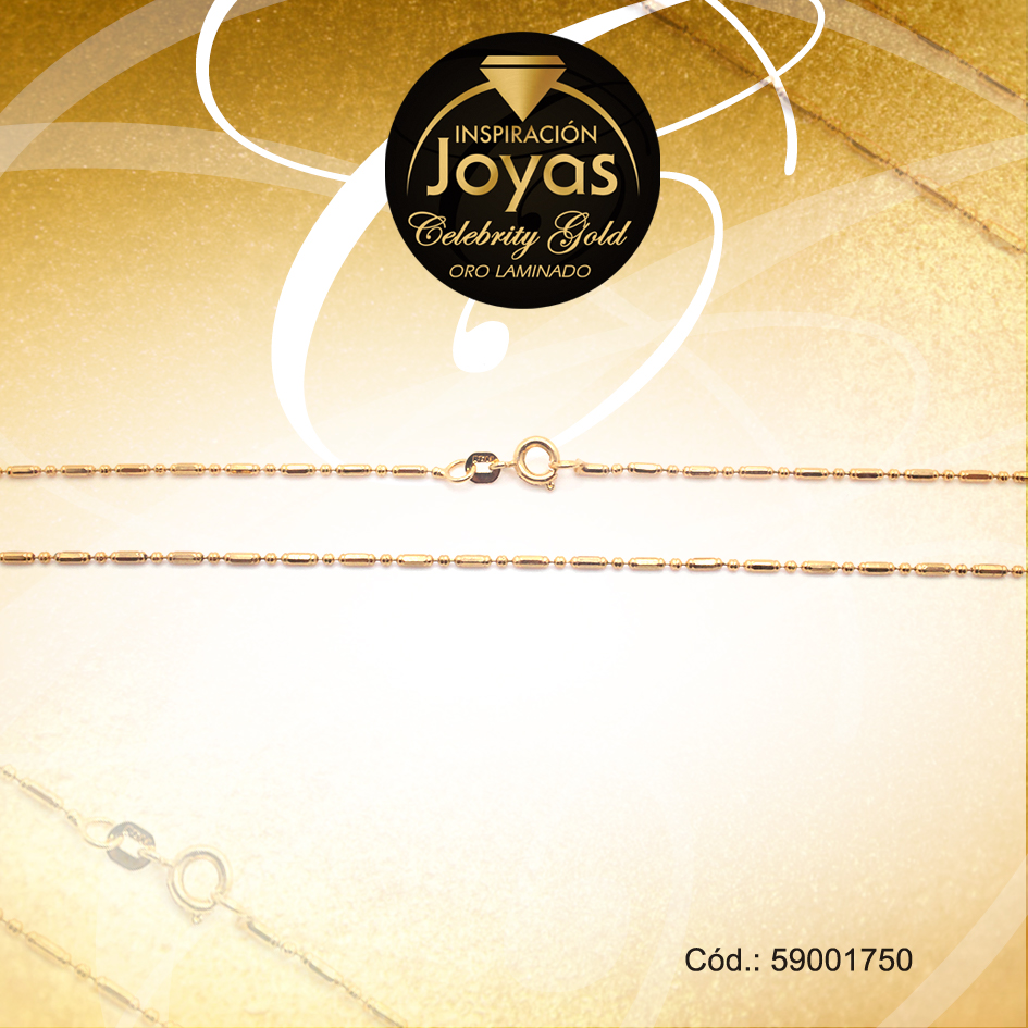 Cadena Celebrity Gold Dama Dorado Tejido Barra Alterna con Esfera - 59001750 Cadena Celebrity Gold Dama Dorado Tejido Barra Alterna con Esfera - 59001750 - Imagen 1