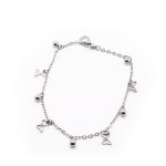 Tobillera de Acero Colgante Plateado Corazón, Mariposa, Esfera  Medida 25 cm - 8001425