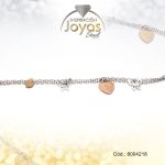 Pulsera de Acero Variado 3 Tonos Mariposa, Corazón   Medida 18 cm - 8004218