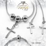 Pulsera de Acero Variado Plateado Cruz   Medida 20 cm - 8021820