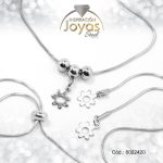 Pulsera de Acero Variado Plateado Flor   Medida 20 cm - 8022420