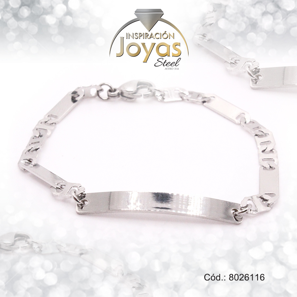 8026116 Pulsera de Acero Infantil Plateado Con Placa Medida 16 cm - 8026116 - Imagen 1