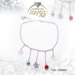 Tobillera de Acero Colgante Plateado Flor, Esfera Rojo, Verde Medida 28 cm - 8026628 - Imagen 2