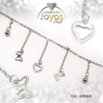 Tobillera de Acero Colgante Plateado Corazón, Mariposa, Esfera  Medida 28 cm - 8026928 - Imagen 2