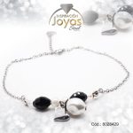 Tobillera de Acero Colgante Plateado Corazón, Esfera Blanco, Negro Medida 29 cm - 8028429 - Imagen 2